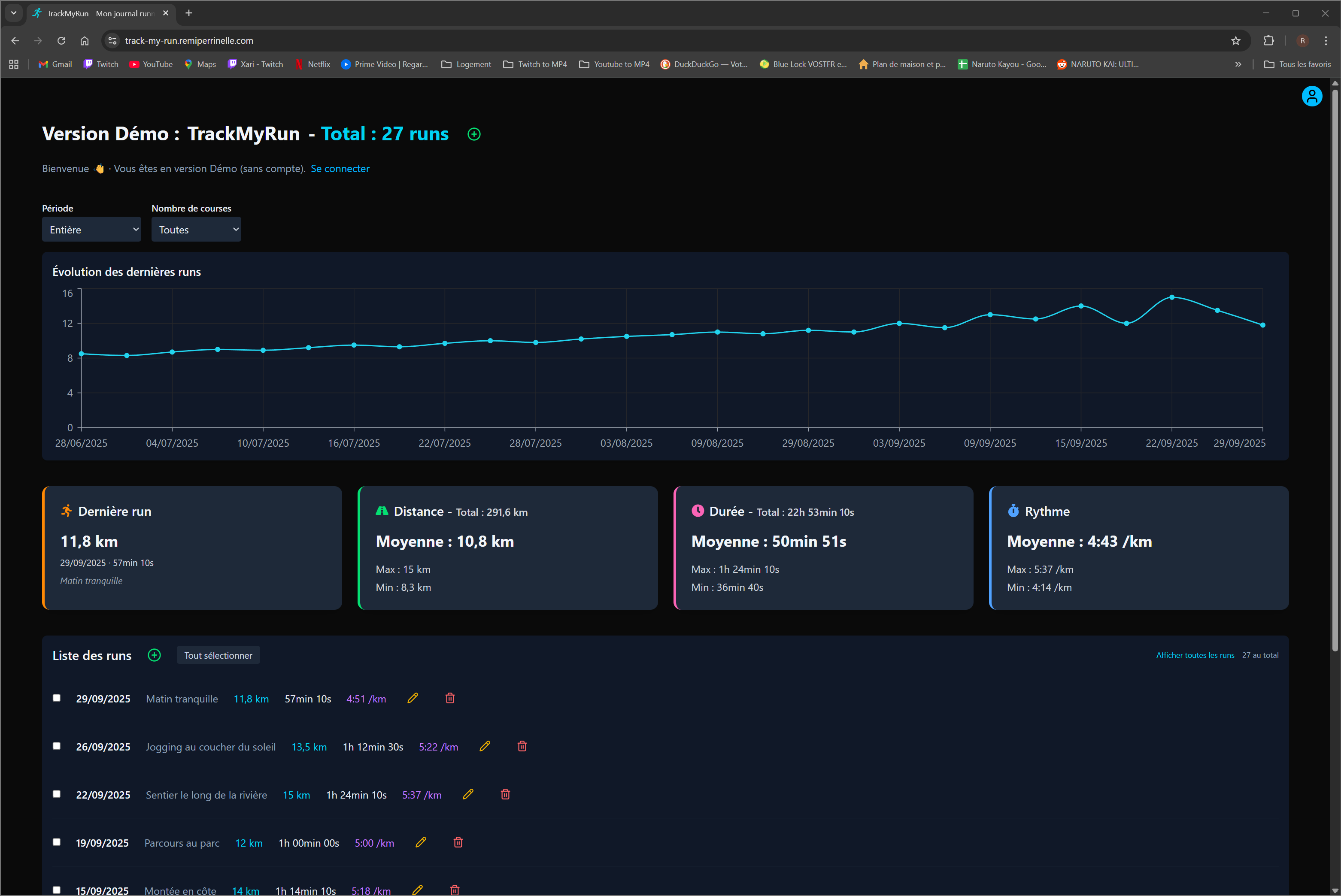 TrackMyRun - Mon journal running